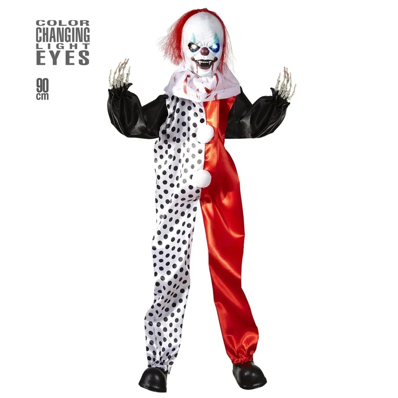 Halloween Puppe Clown mit Lichtern 90cm