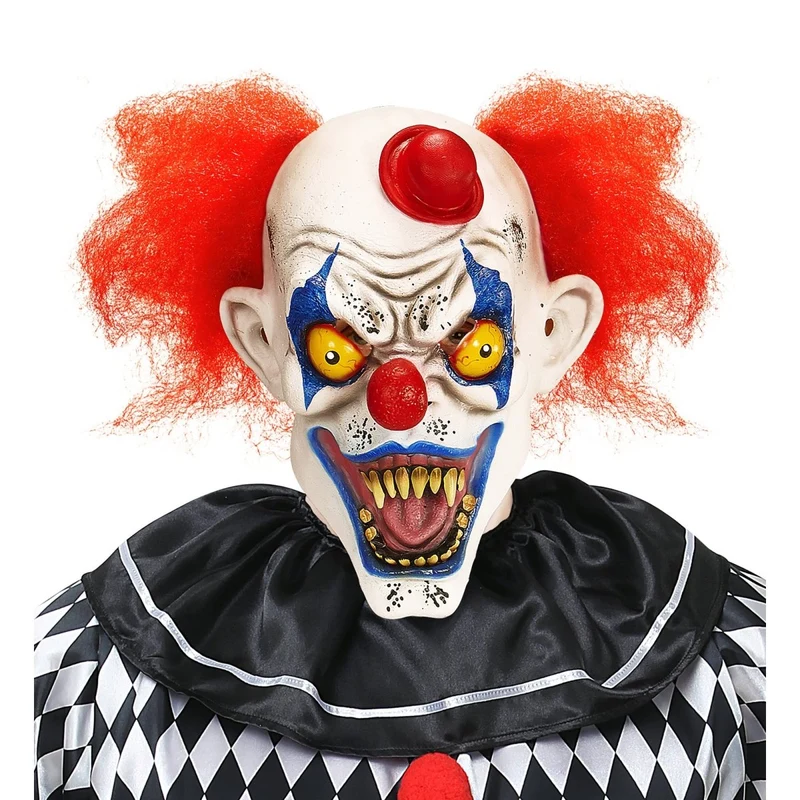 Halloween Maske Clown mit Haar und Hut