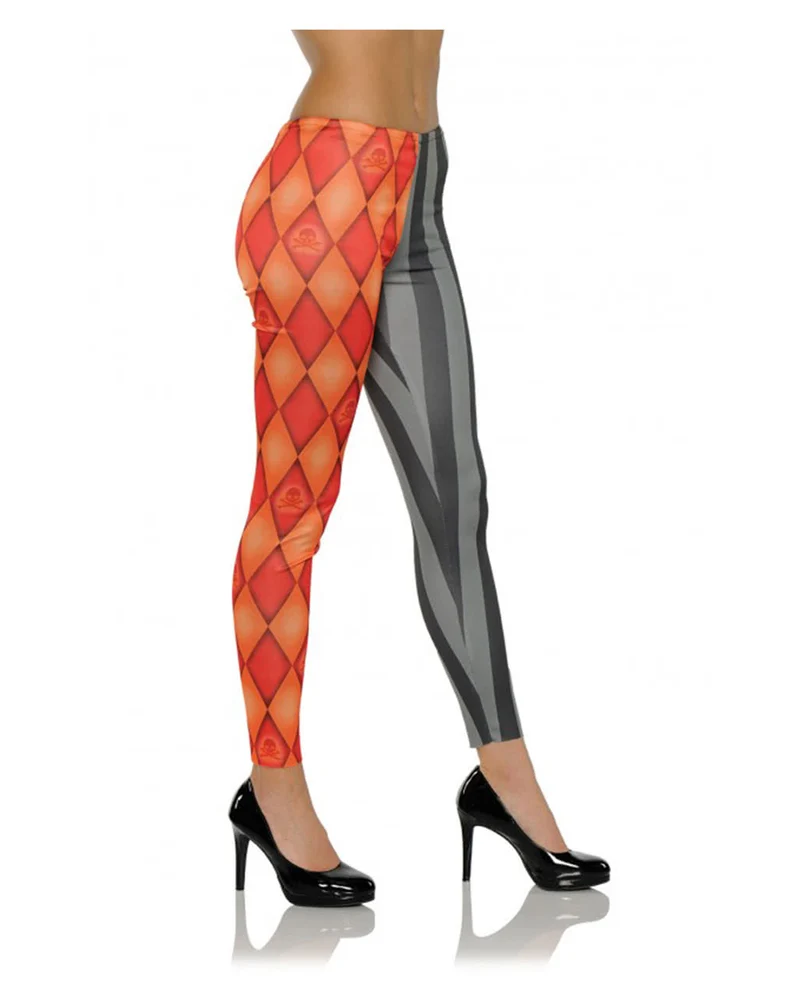 Harlekin Kostüm Leggings rot-schwarz