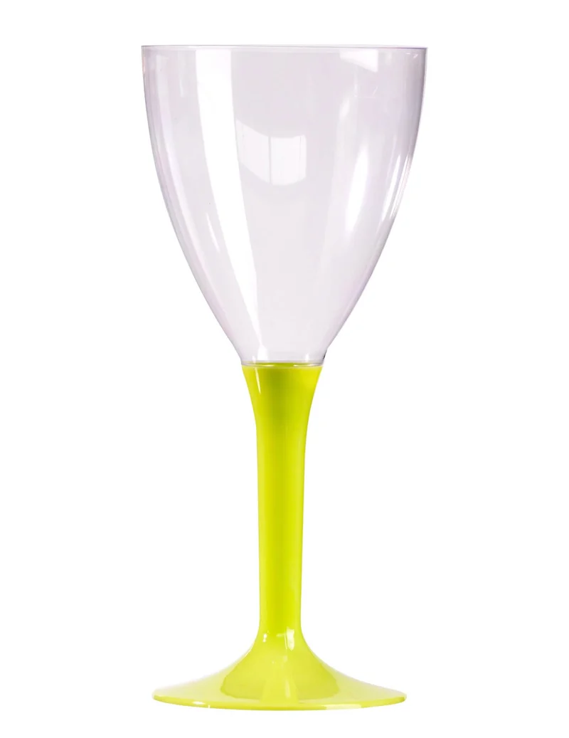 10 Weingläser mit anisgrünem Fuß 160 ml für Neonparty