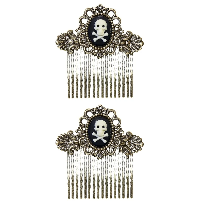 Halloween Haarspange Totenkopf mit Knochen