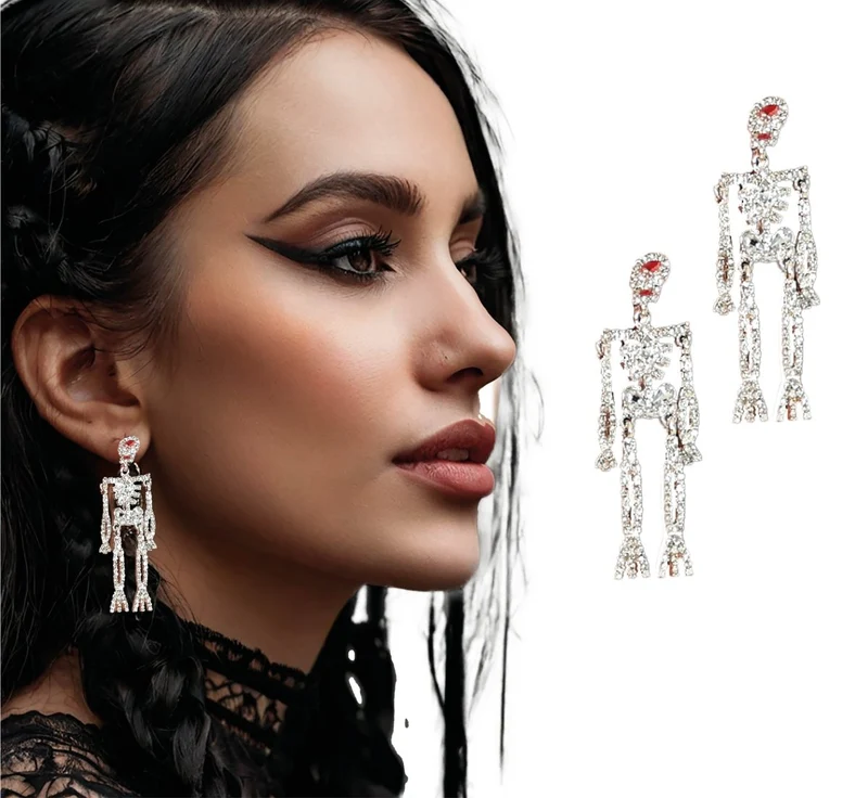 Halloween Ohrringe Skelett 6,5cm