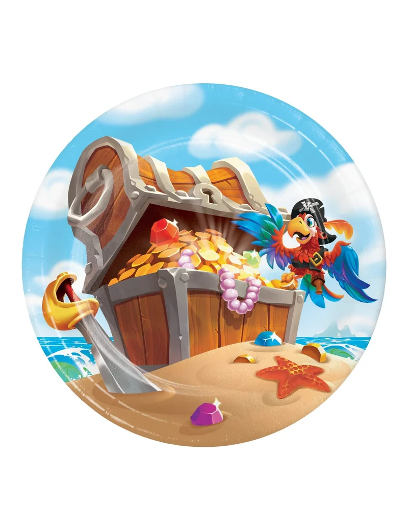 8 kleine Piratenschatz-Pappteller 18 cm für Geburtstag