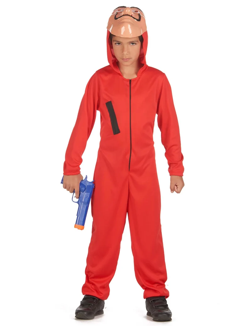 Bankräuber-Kostüm für Kinder Film-Figur rot-schwarz