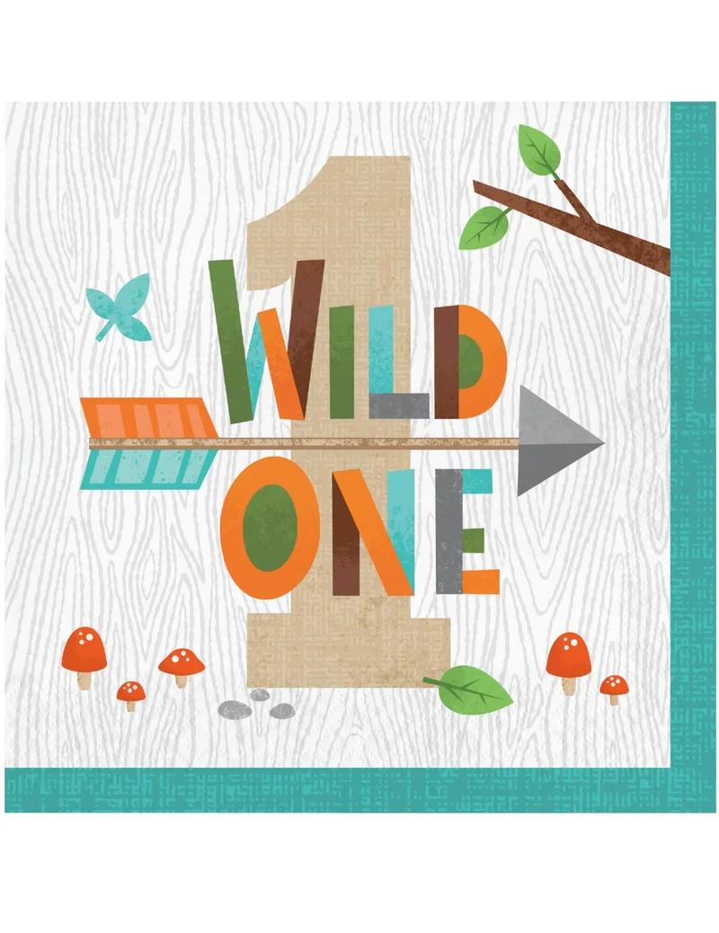 16 Papierservietten 1 Jahr Waldtiere Wild One