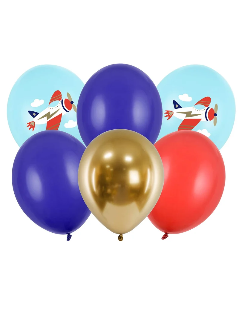 6 Luftballons Kleines Flugzeug 30 cm für Kindergeburtstag