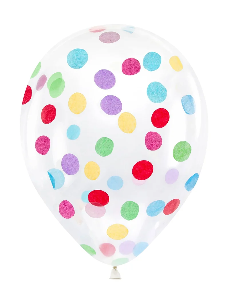 Transparenter Ballon mit Konfetti-Motiv 6 Stück bunt 30 cm