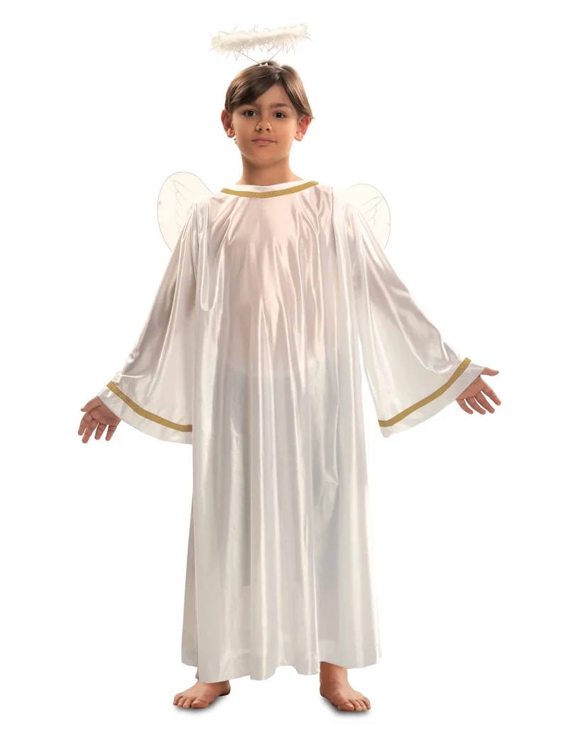 Engelkostüm für Jungen Krippenspiel-Verkleidung weiss-goldfarben