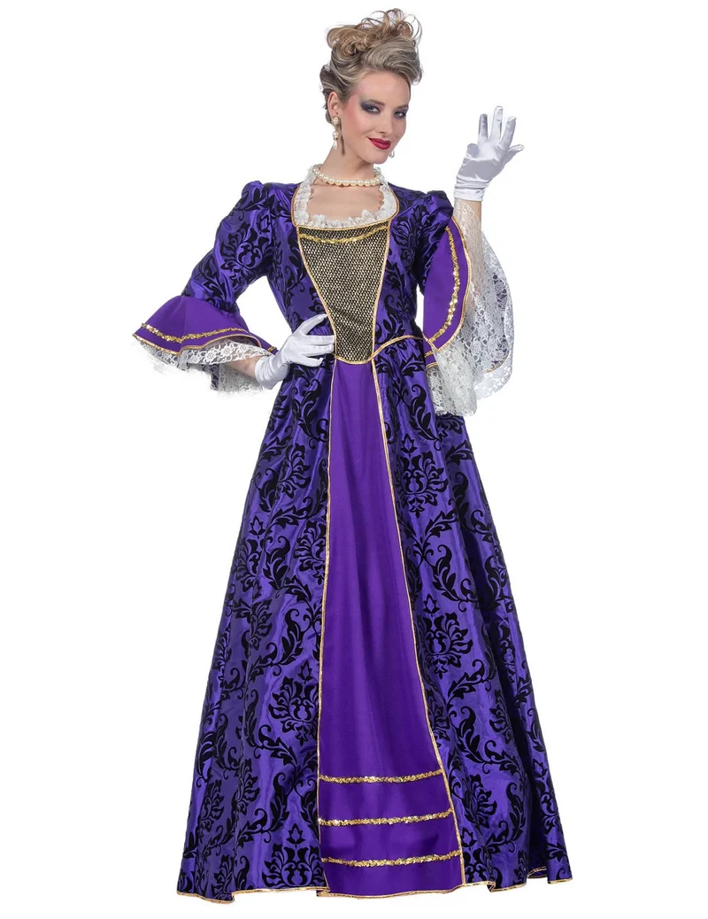 Luxus Barock-Marquise Kostüm für Damen in Violett