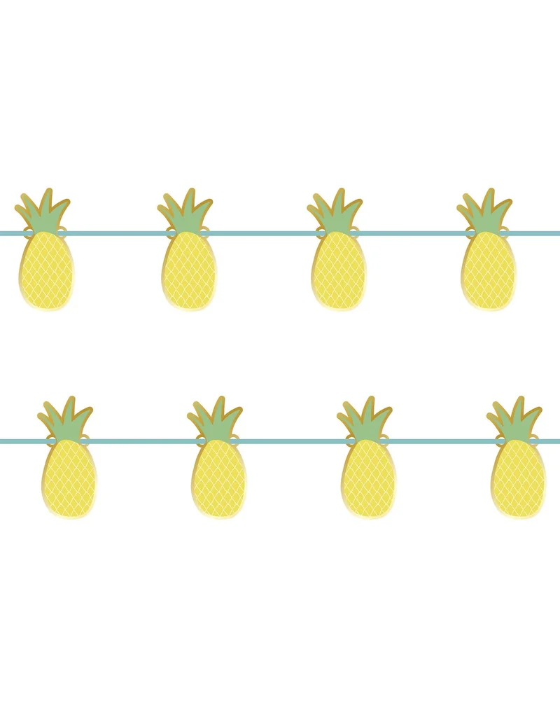 Metallische Ananas-Girlande aus Karton 2 m Sommerdekoration