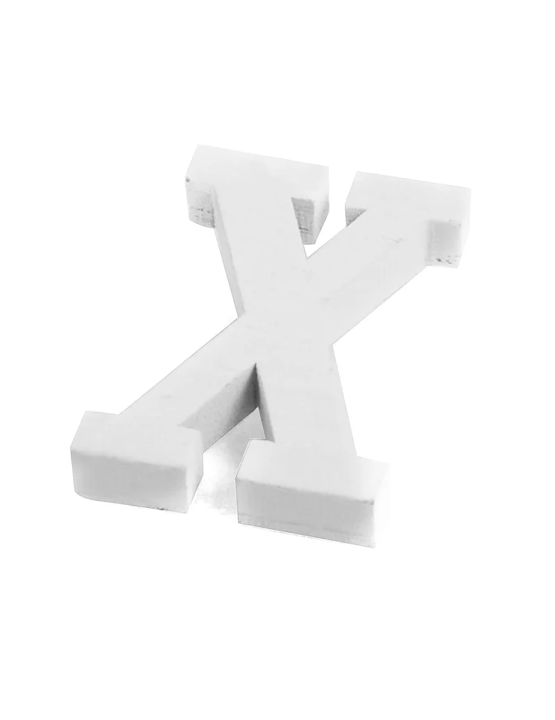 Kleiner Buchstabe x aus weißem Holz 5 cm Hochzeitsdeko