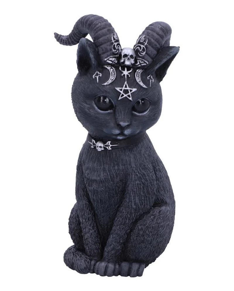 Mystische Katzenfigur mit Ziegenhörner