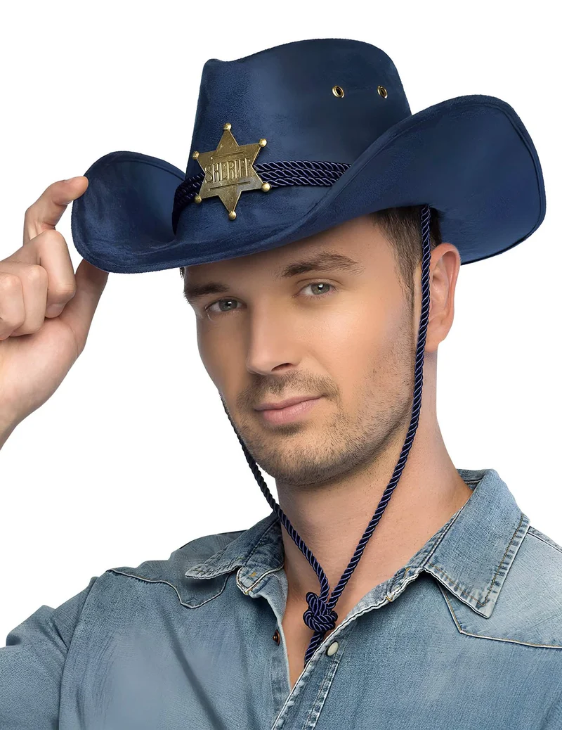 Blauer Sheriffhut für Erwachsene