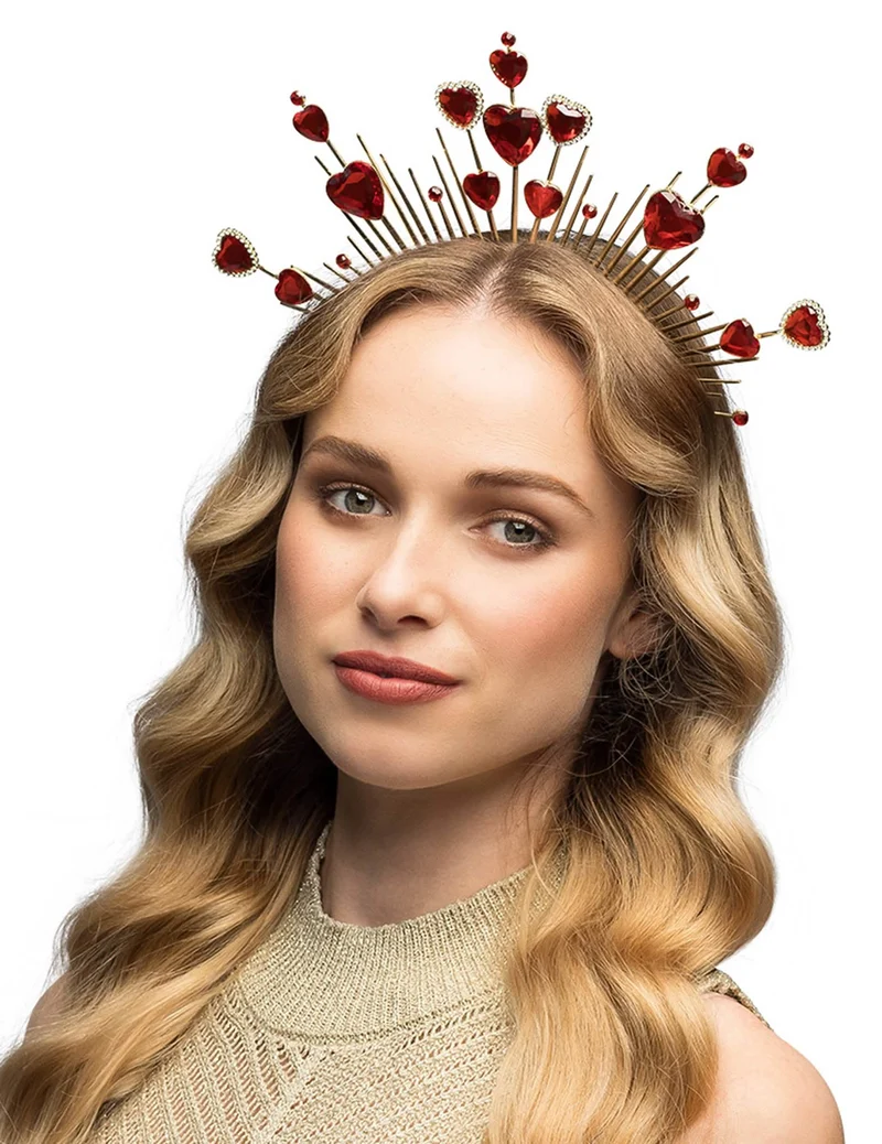 Metall-Tiara mit roten Herzen