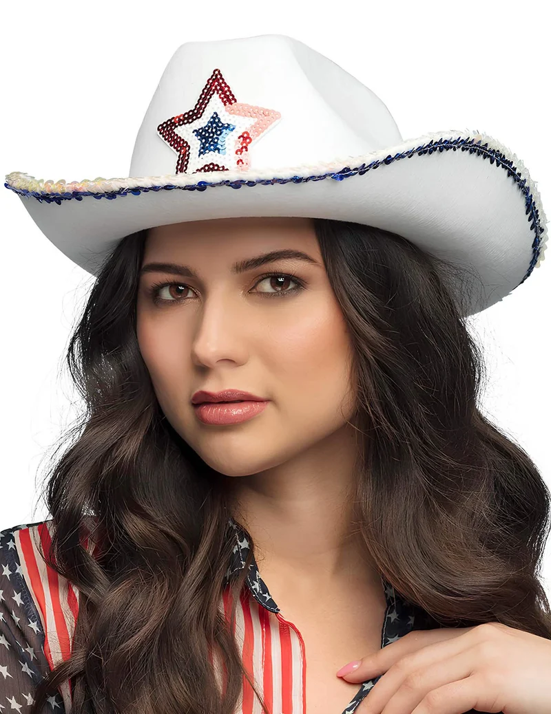Cowboyhut weiß USA für Erwachsene
