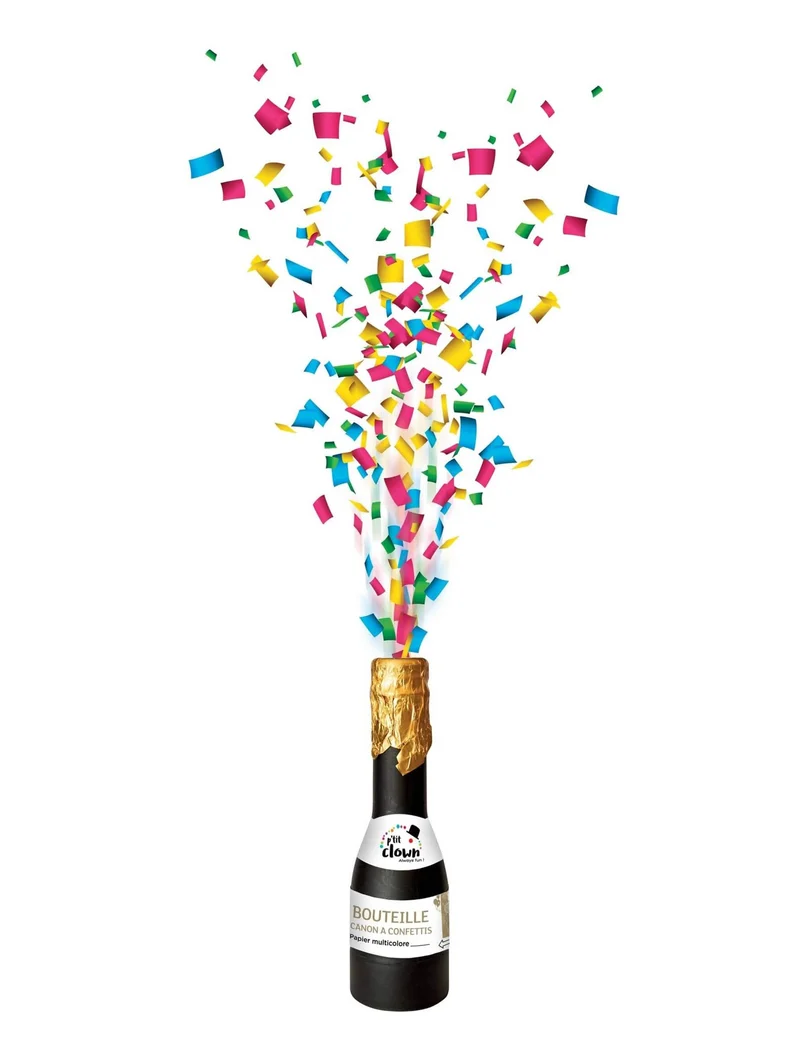 Konfettikanone Flasche mehrfarbig 16 cm
