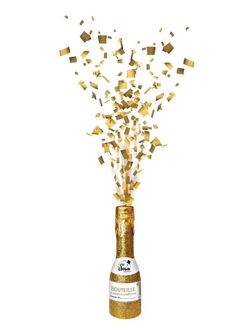 Goldene Konfetti-Kanonenflasche 16 cm