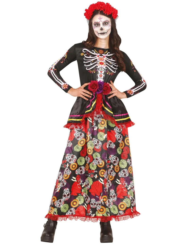 Farbenfrohes Dia de Los Muertos Kostüm für Damen