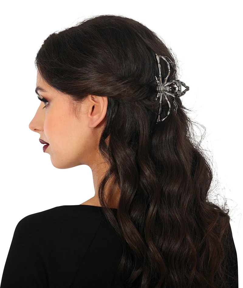 Halloween Haarspange Schwarz Spinne Metall