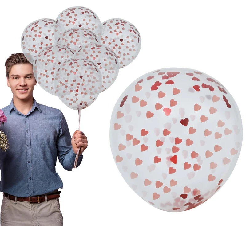Herz Konfetti Ballons Rot Rosa 15cm