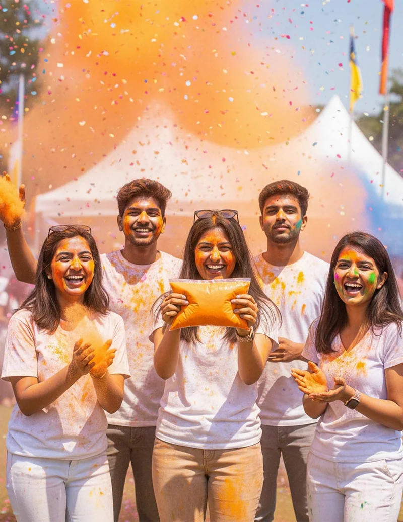 Beutel Holi-Farbpulver 500 g Neon-Orange