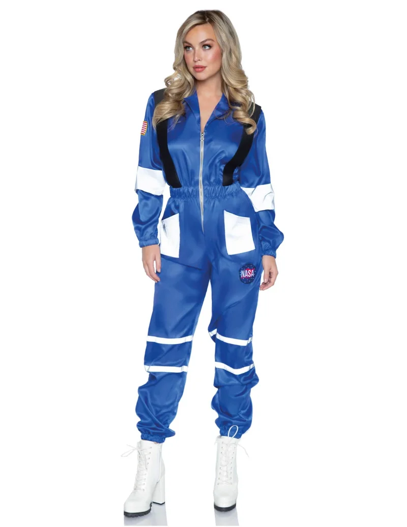 Astronauten-Anzug Damenkostüm für Fasching Weltall blau-weiss-schwarz