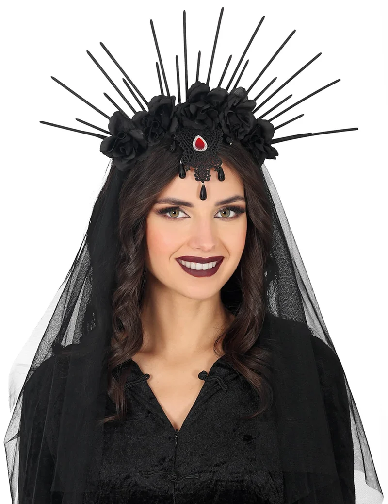Blumen Haarreif Accessoire mit schwarzem Schleier für Damen