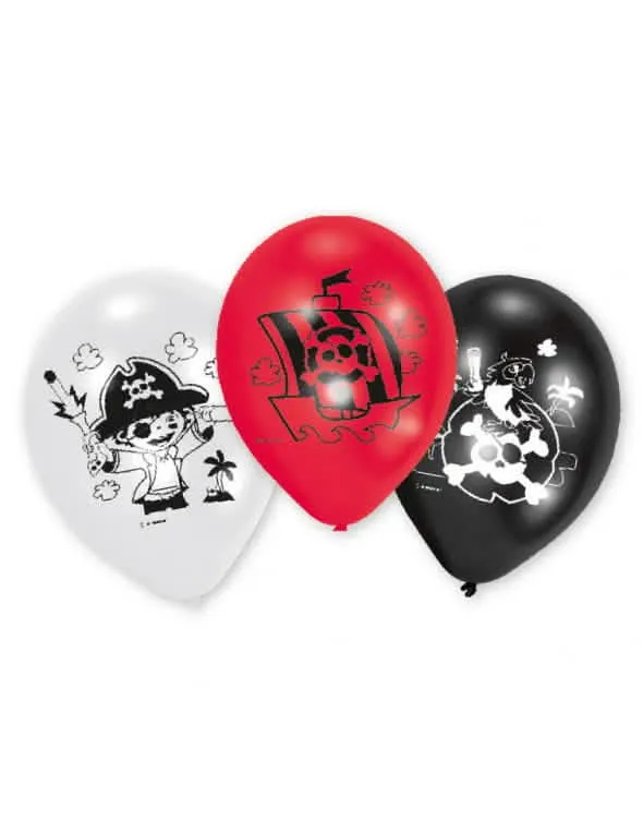 6 Piraten-Latexballons 22 cm Geburtstagsdeko