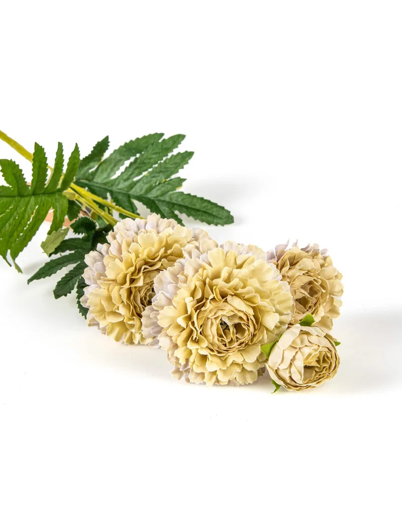 Beige künstliche Zinnia-Blumen auf 61 cm Stiel für Blumenstrauß