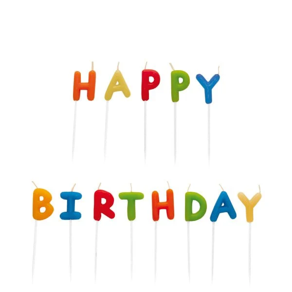 Happy Birthday Kerzen Bunt 7,5cm 13Stück