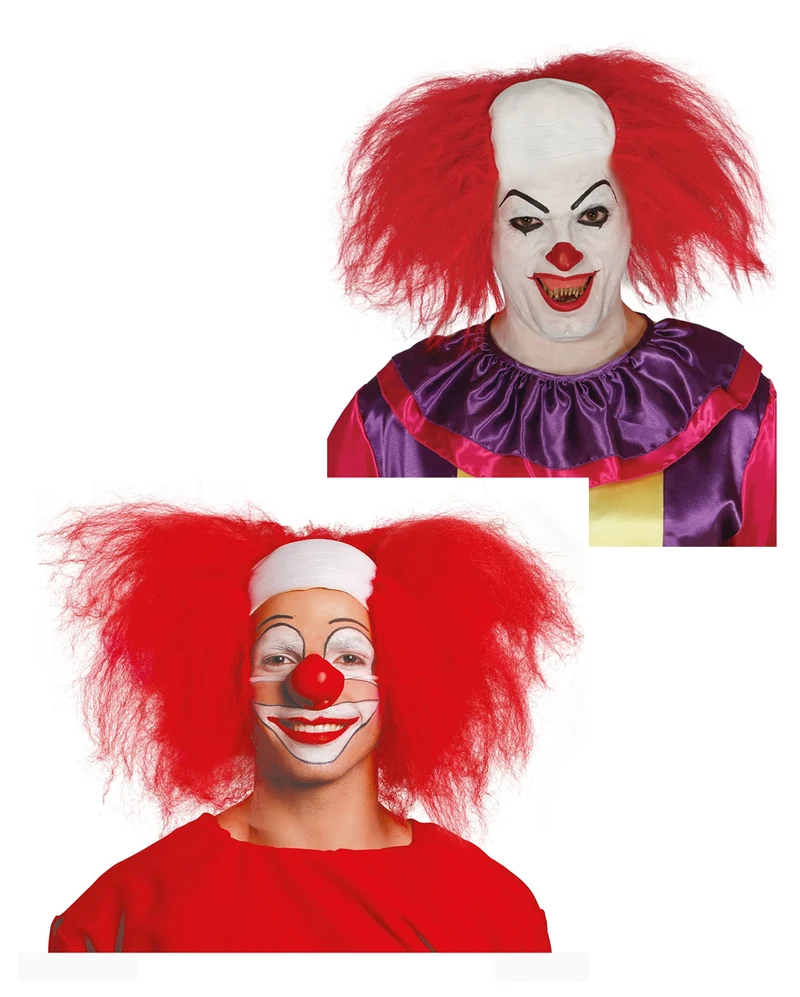 Rote Clowns Perücke mit Halbglatze