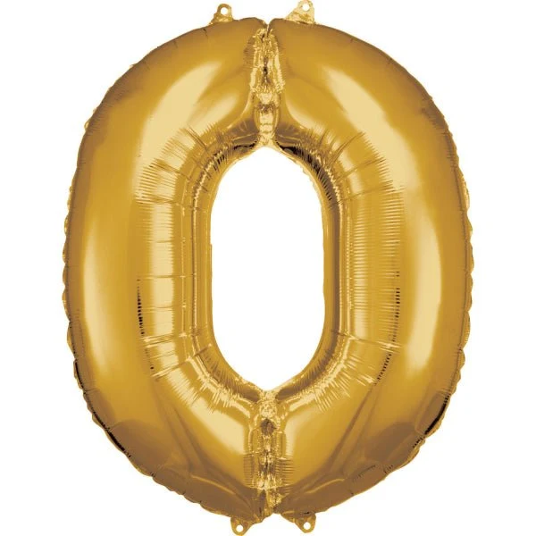 0 Jahr Figur Ballon Gold Glänzend Leer 86cm