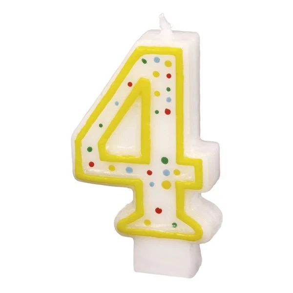 4 Kerze Gelb 7,3 cm