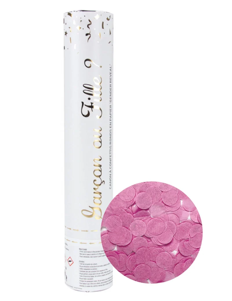Konfettikanone Gender Reveal rosa 28 cm