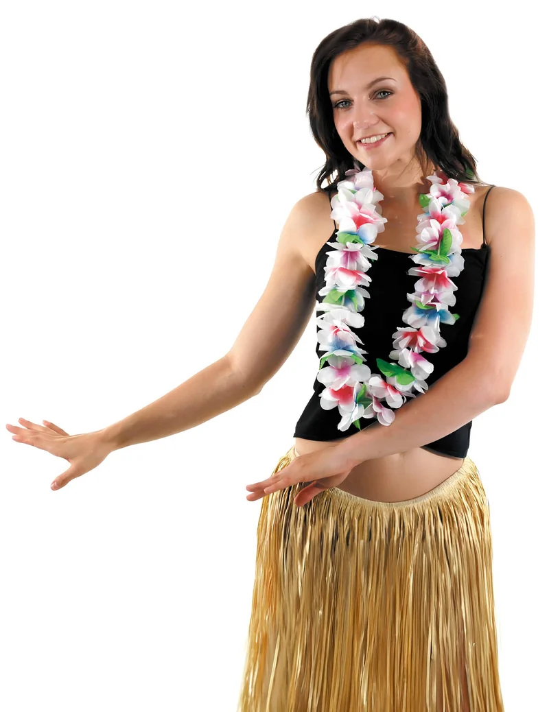 Hawaii-Kette mit großen weißen Blüten für Erwachsene
