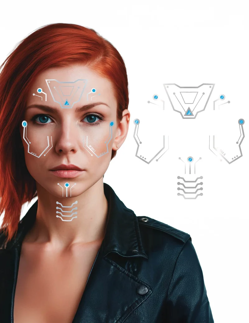 Roboter-Gesichtstattoos futuristisch