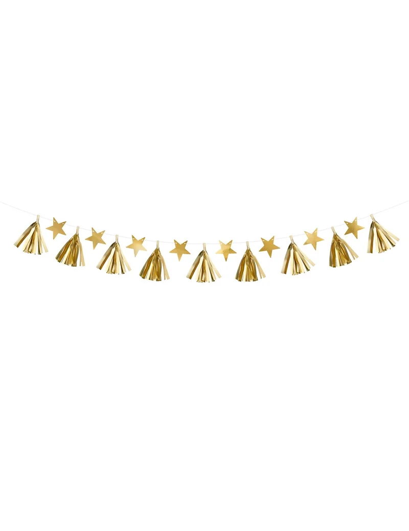Goldene Sterne Quastengirlande zum Zusammenbauen