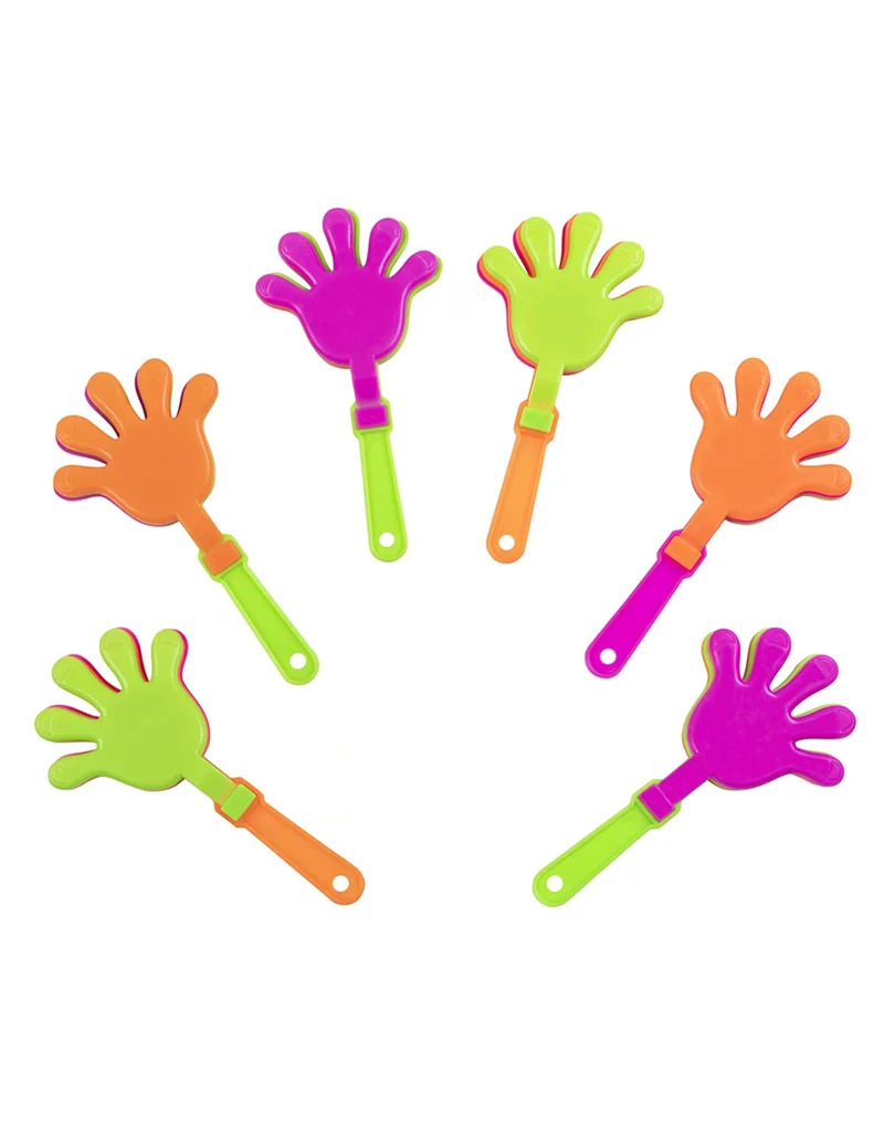 6 bunte Mini-Klatschhände 9,5 x 4,5 cm für Geburtstage