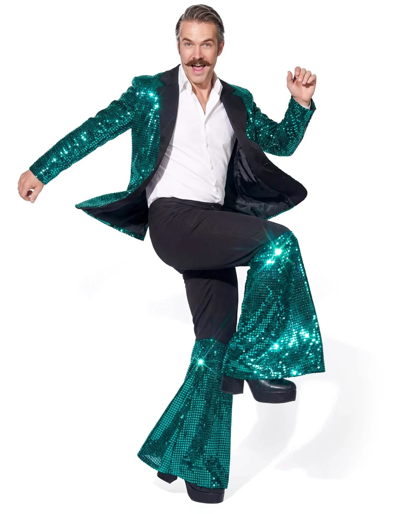 Hochwertiges Türkises Disco-Kostüm für Herren