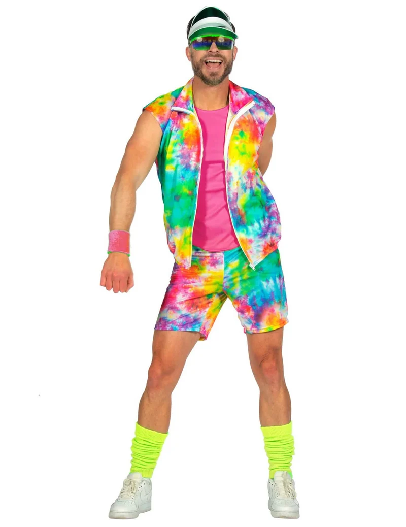 Neonfarbenes Aerobic-Kostüm für Herren