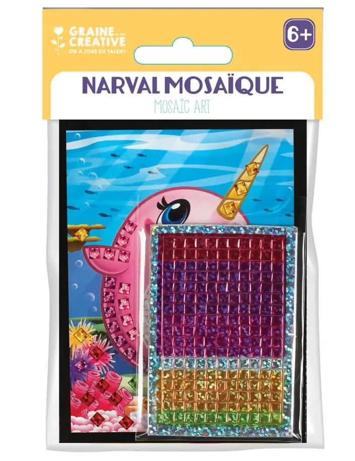 6 holografische Narwal Mosaik-Karten 10 x 16 cm Kinderaktivität