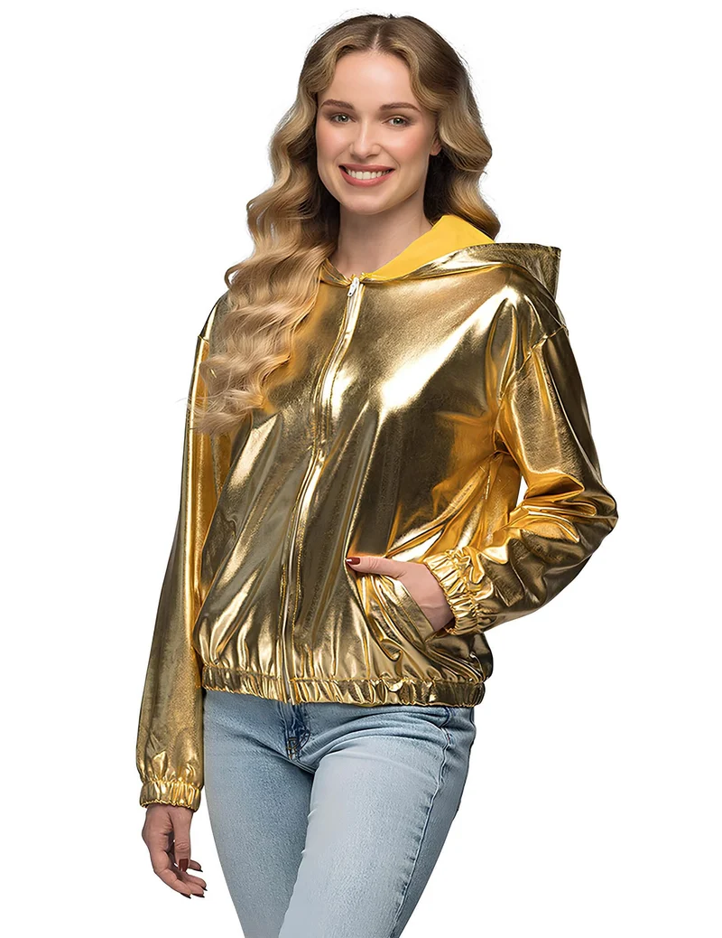 Goldene Metallic-Kapuzenjacke für Erwachsene