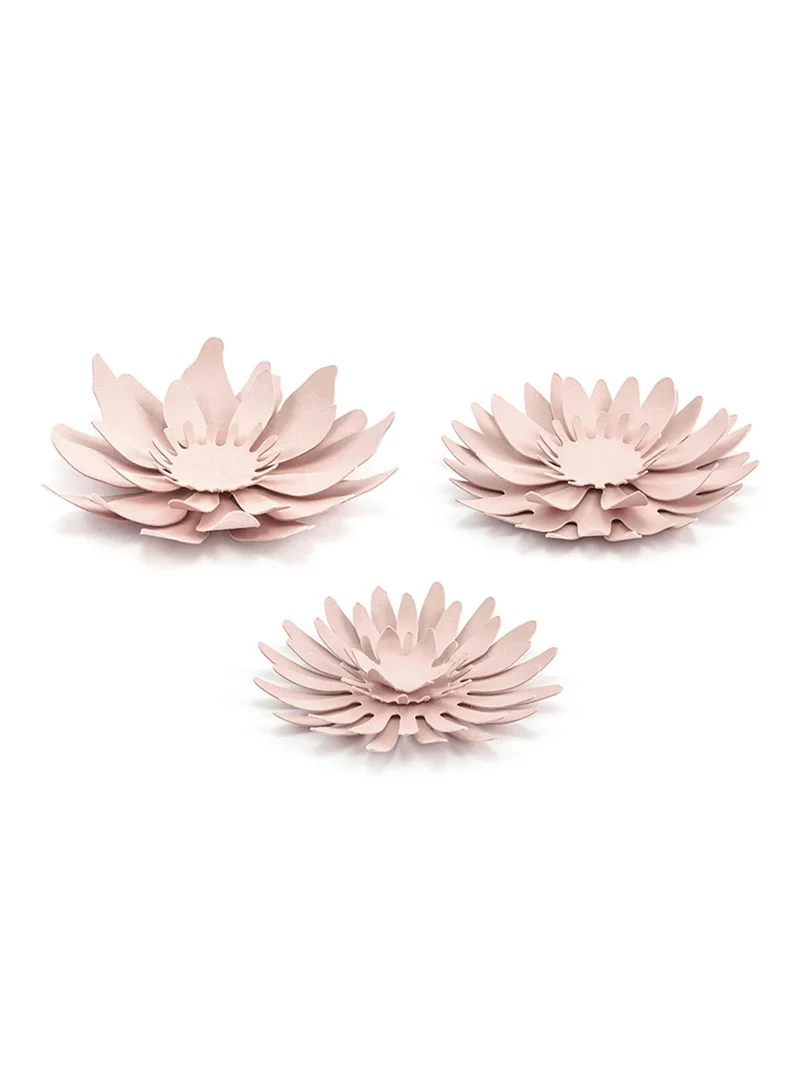 3 puderrosa 3D-Papierblumen