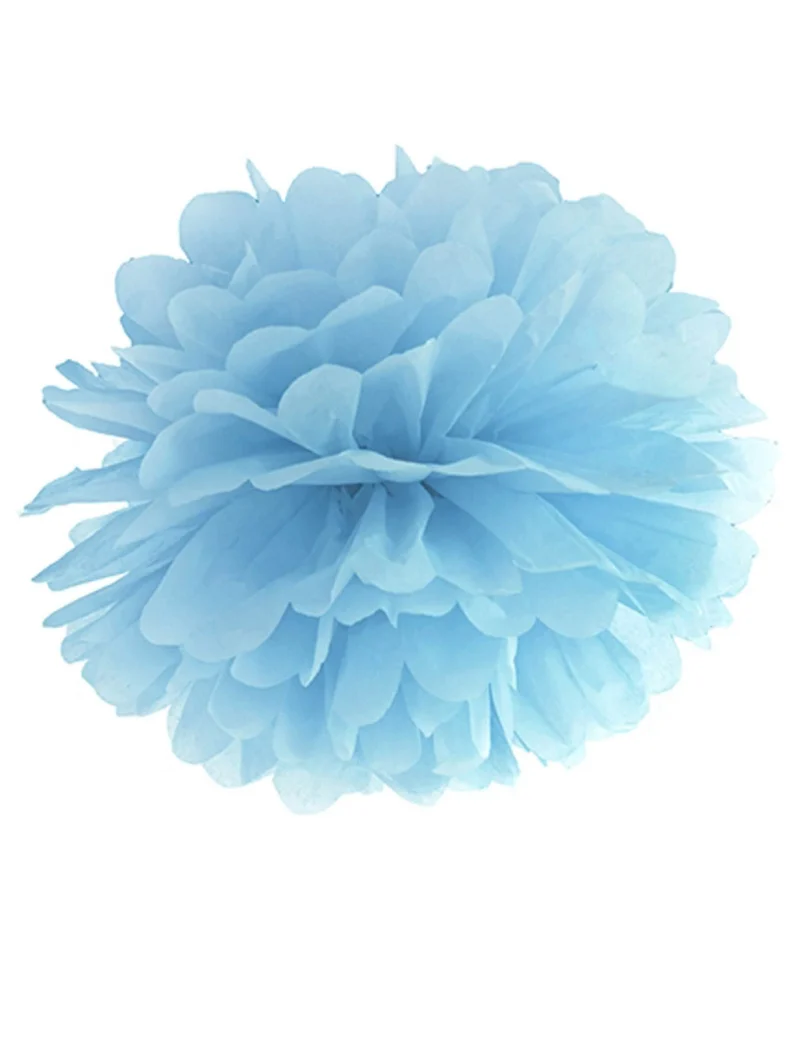 Hängender Pompon aus blauem Seidenpapier 25 cm