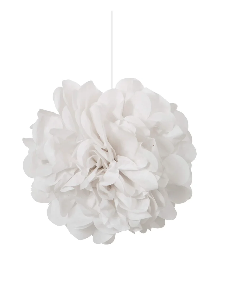 3 weiße Papier-Pompons zum Aufhängen 22 cm für Hochzeit