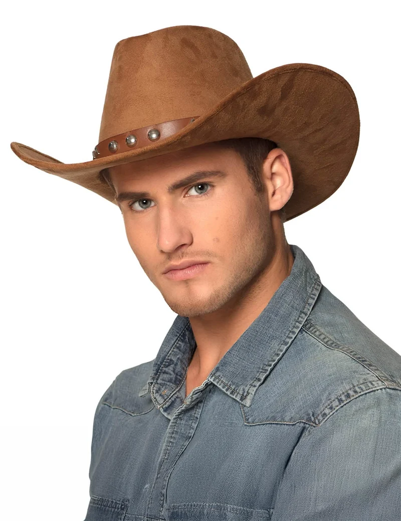 Cowboyhut in Wildleder-Optik braun für Erwachsene