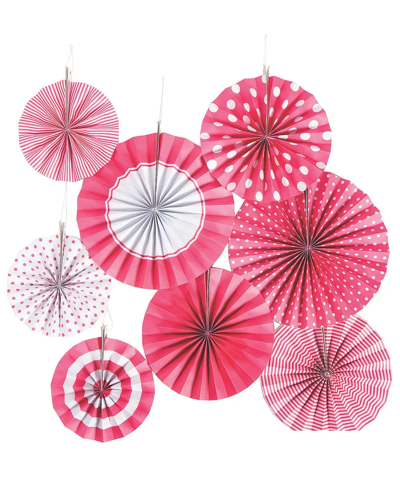 Hängedeko Fächer Set Pink Weiß 8 St.