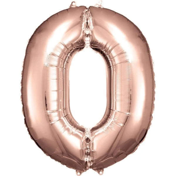 0 Jahr Figur Ballon Rose Gold Glänzend Leer 86cm