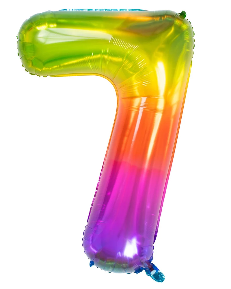 Regenbogen Folienballon Zahl 7