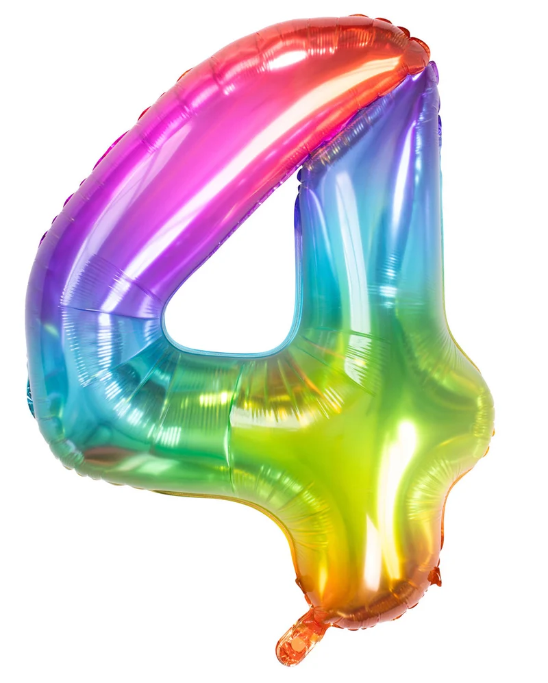 Regenbogen Folienballon Zahl 4